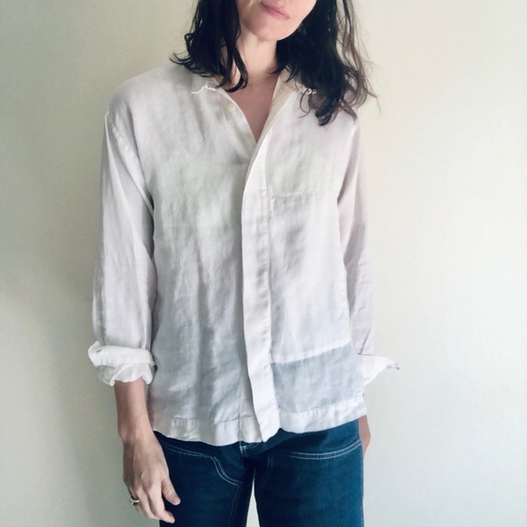 Eskandar 100% linen white button down - Picture 2 of 16